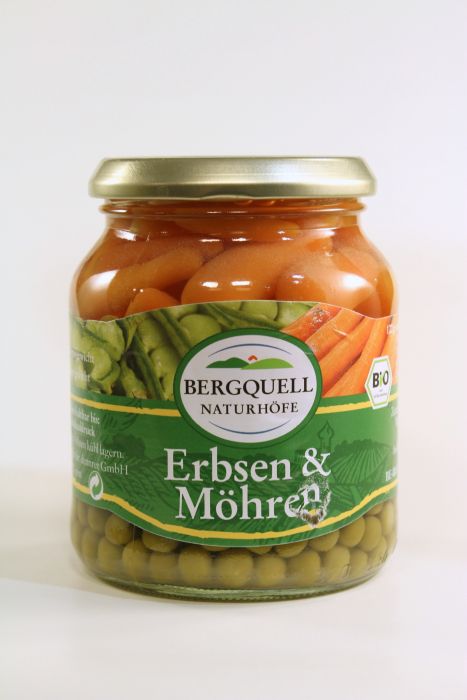 BERGQUELL Erbsen & Möhren, 350 gr Glas (215 gr)