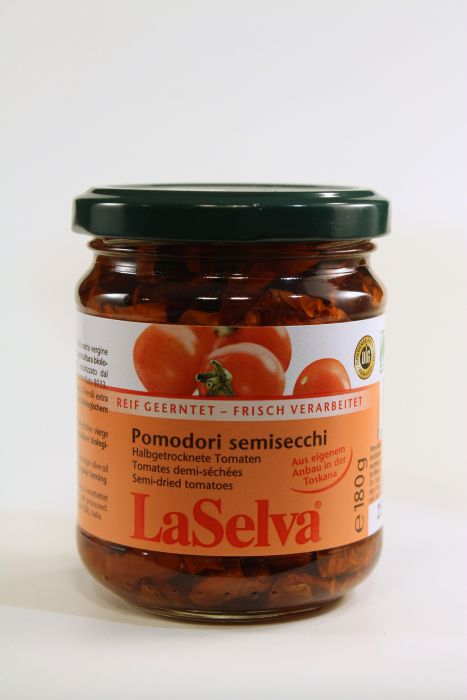 LA SELVA Pomodori semisechi, halbgetrocknete Tomaten in Olivenöl, 180 gr Glas