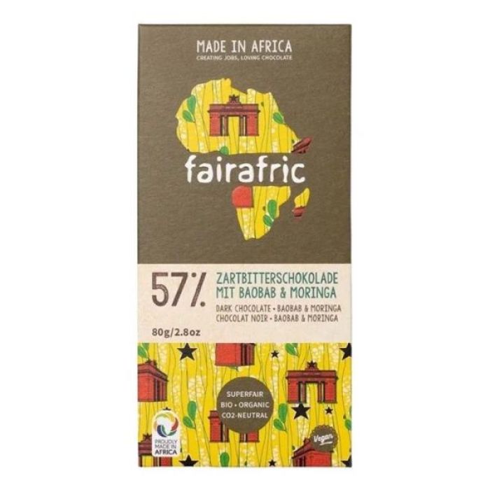 FAIRAFRIC Zartbitterschokolade mit Baobab und Moringa 80g