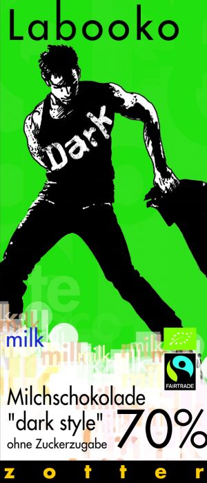 ZOTTER Labooko - 70% Milchschokolade "dark style" ohne Zuckerzugabe (2 x 32,5g)