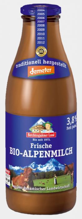 BERCHTESGADENER LAND Alpenmilch 3,7% in der Flasche 1 l